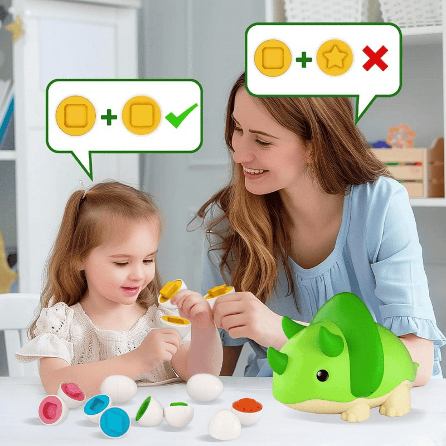 ביצי מונטסורי צבעוניות לפעוטות | צעצוע למידה לגיל 1–3 לפיתוח צורות, צבעים וקואורדינציה - מודינו