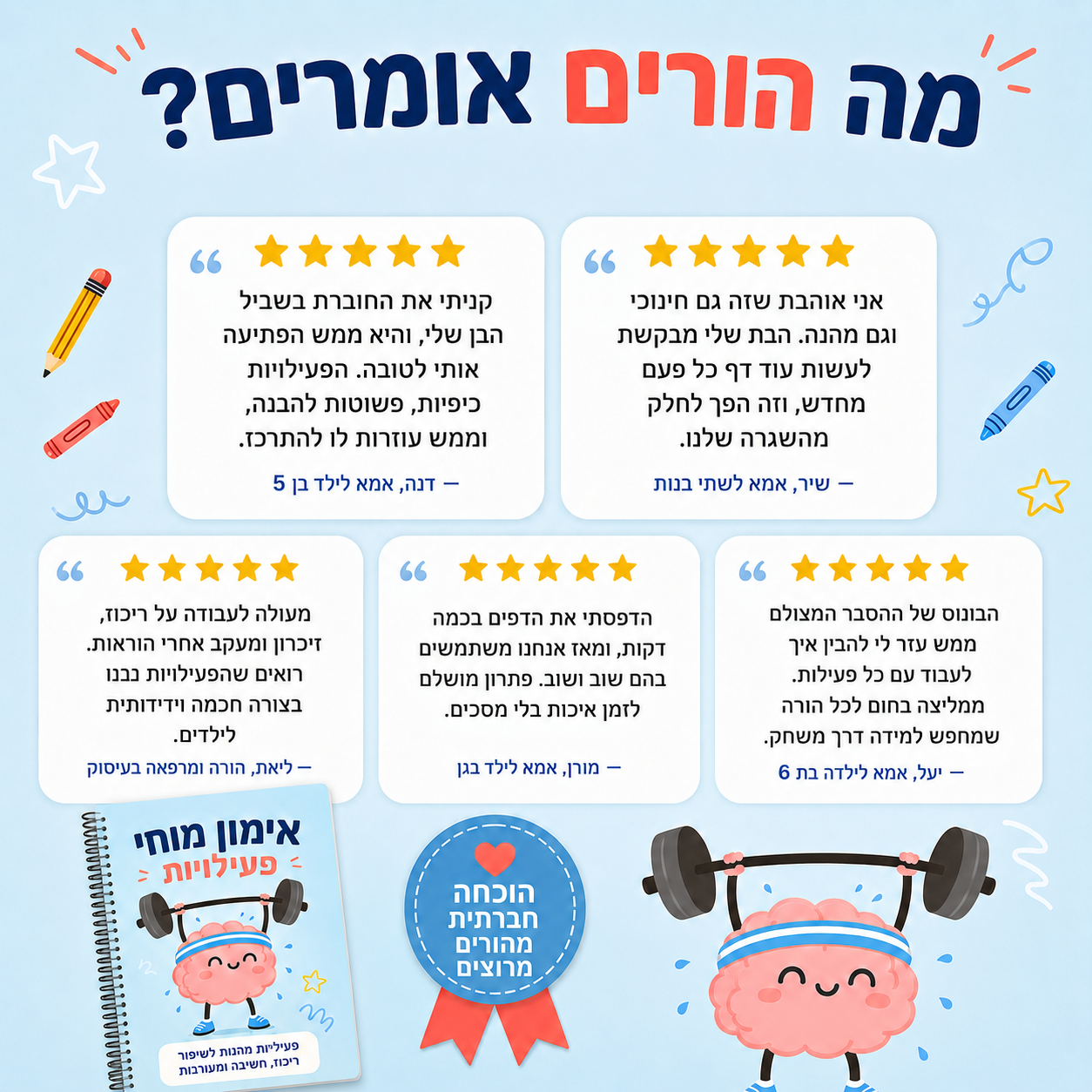 מה הורים אומרים — ביקורות על חוברת אימון מוחי