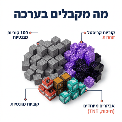 מיינקראפט מגנטים מבצר הקריסטלים - 100 חלקים - מודינו