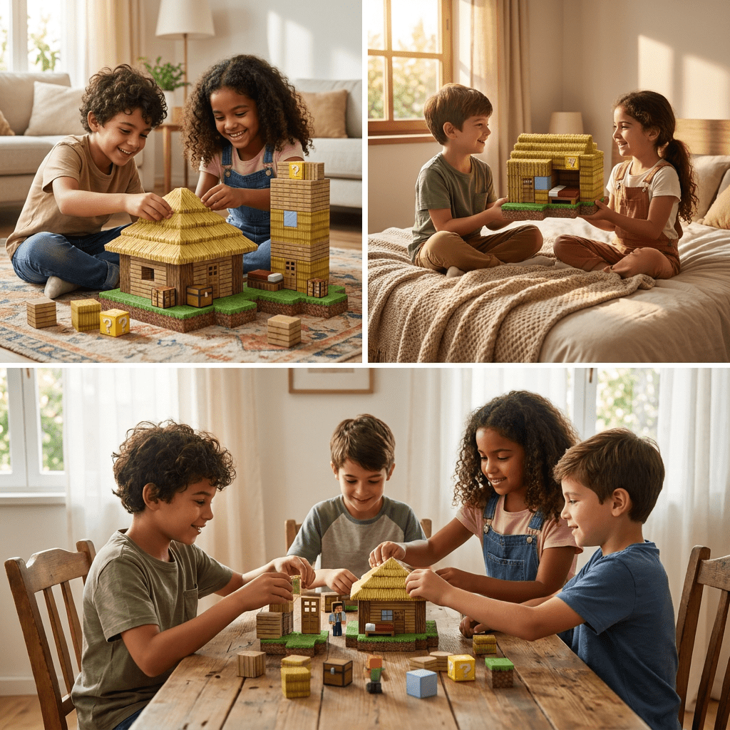 מיינקראפט מגנטים כפר הבנייה - 100 חלקים - מודינו