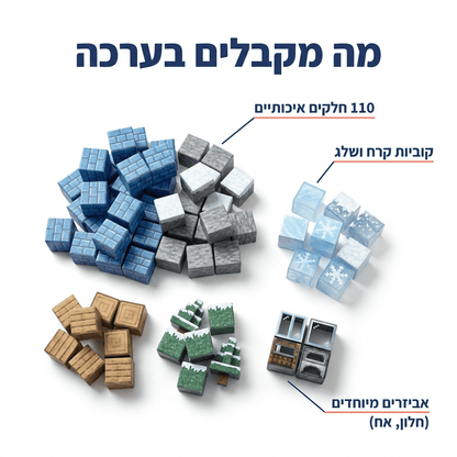 מיינקראפט מגנטים- בית הקרח והשלג 110 חלקים - מודינו