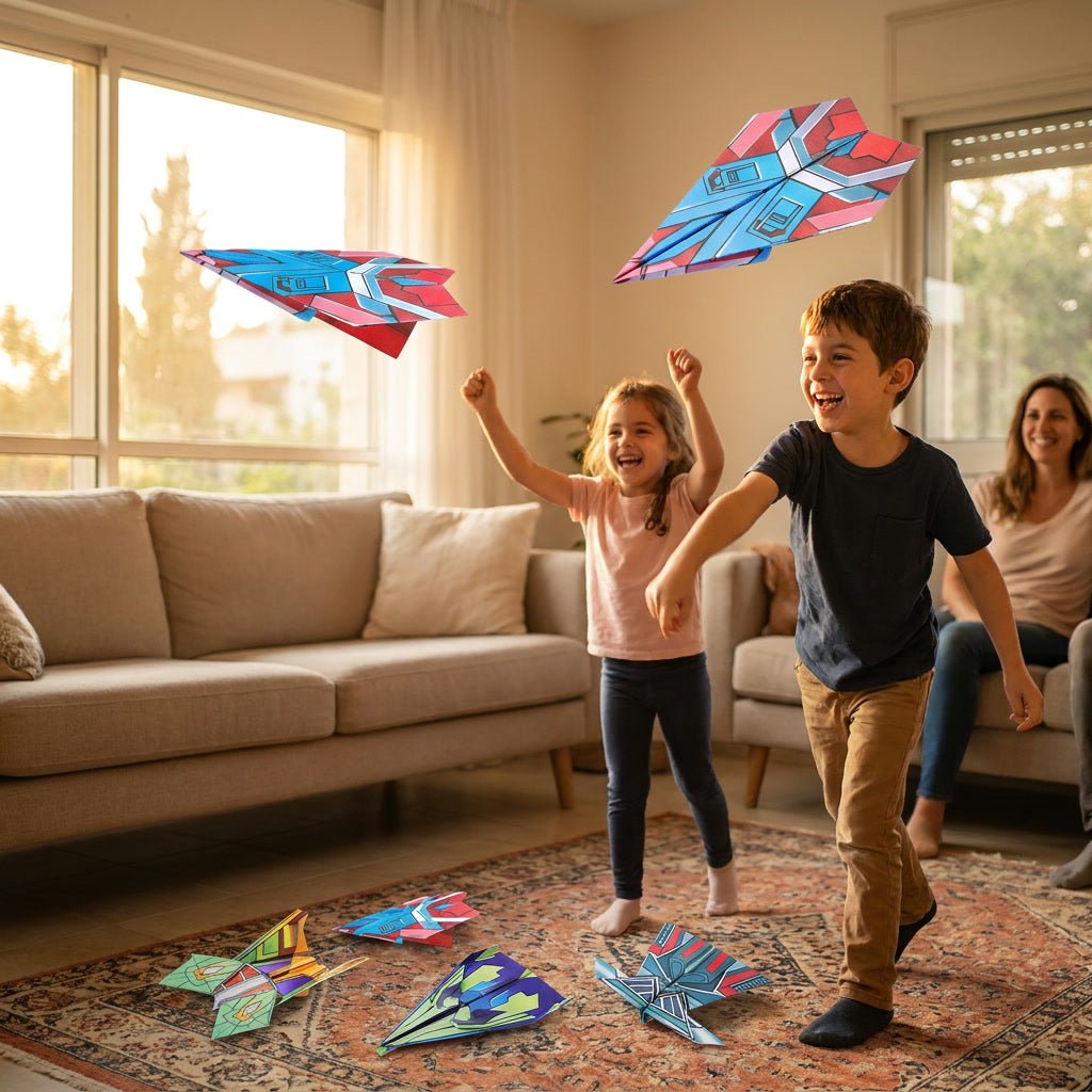 ערכת מטוסי נייר – 12 דגמים שהילד מקפל לבד ומעיף רחוק - מודינו