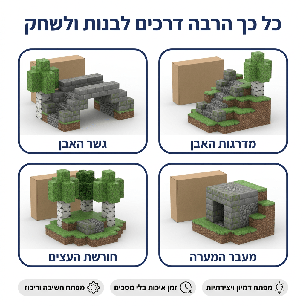 מיינקראפט מגנטים – גשר האבן – 184 חלקים - מודינו