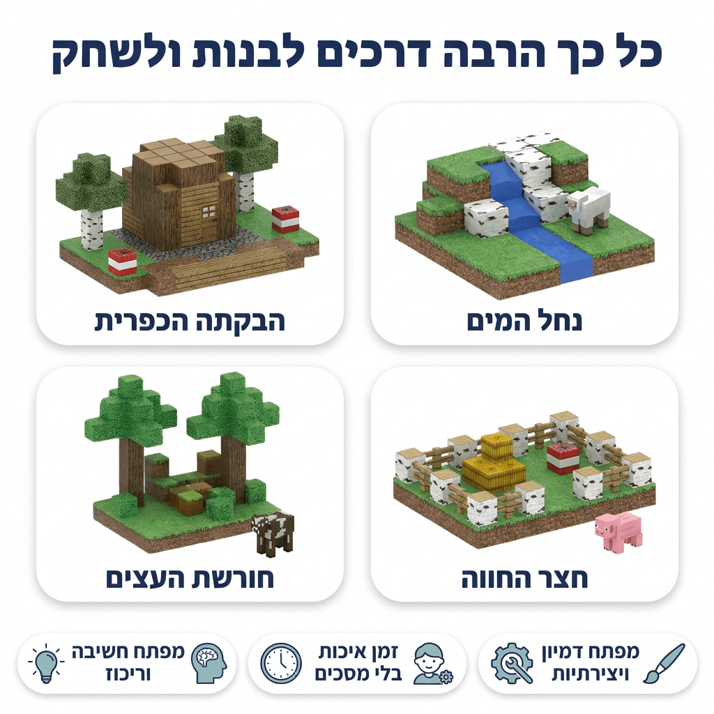 מיינקראפט מגנטים – החווה הגדולה – 192 חלקים - מודינו