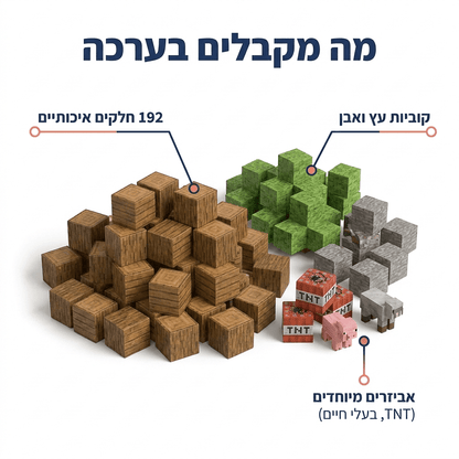 מיינקראפט - משחק מגנטים איכותי - 192 חלקים - מודינו