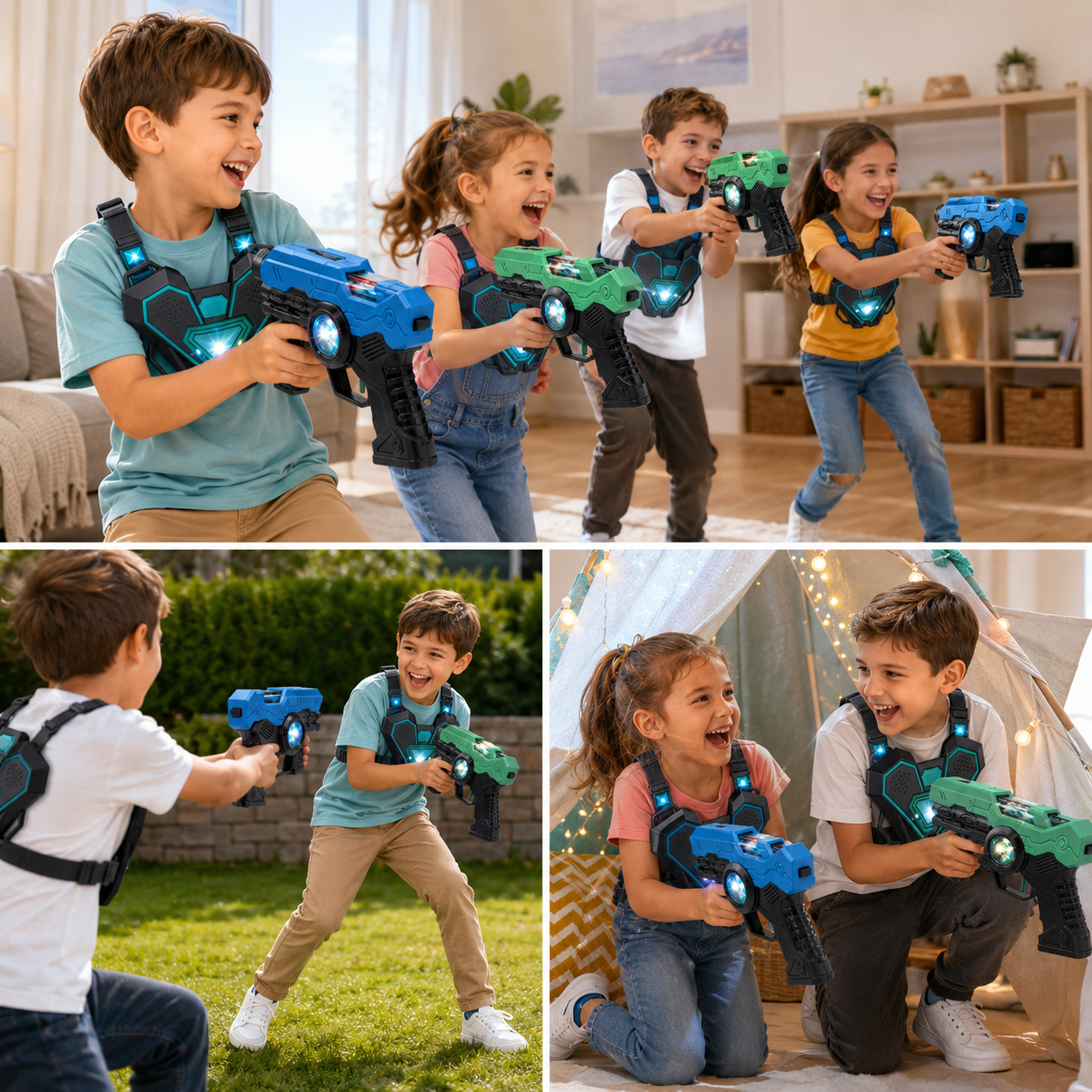 ערכת לייזר טאג לילדים – 2 רובים + 2 אפודים | קרבות בבית ובחוץ - מודינו
