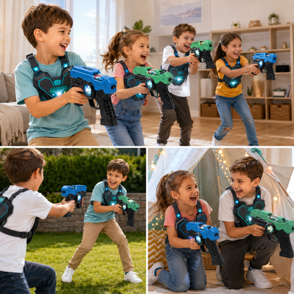 ערכת לייזר טאג לילדים – 2 רובים + 2 אפודים | קרבות בבית ובחוץ - מודינו
