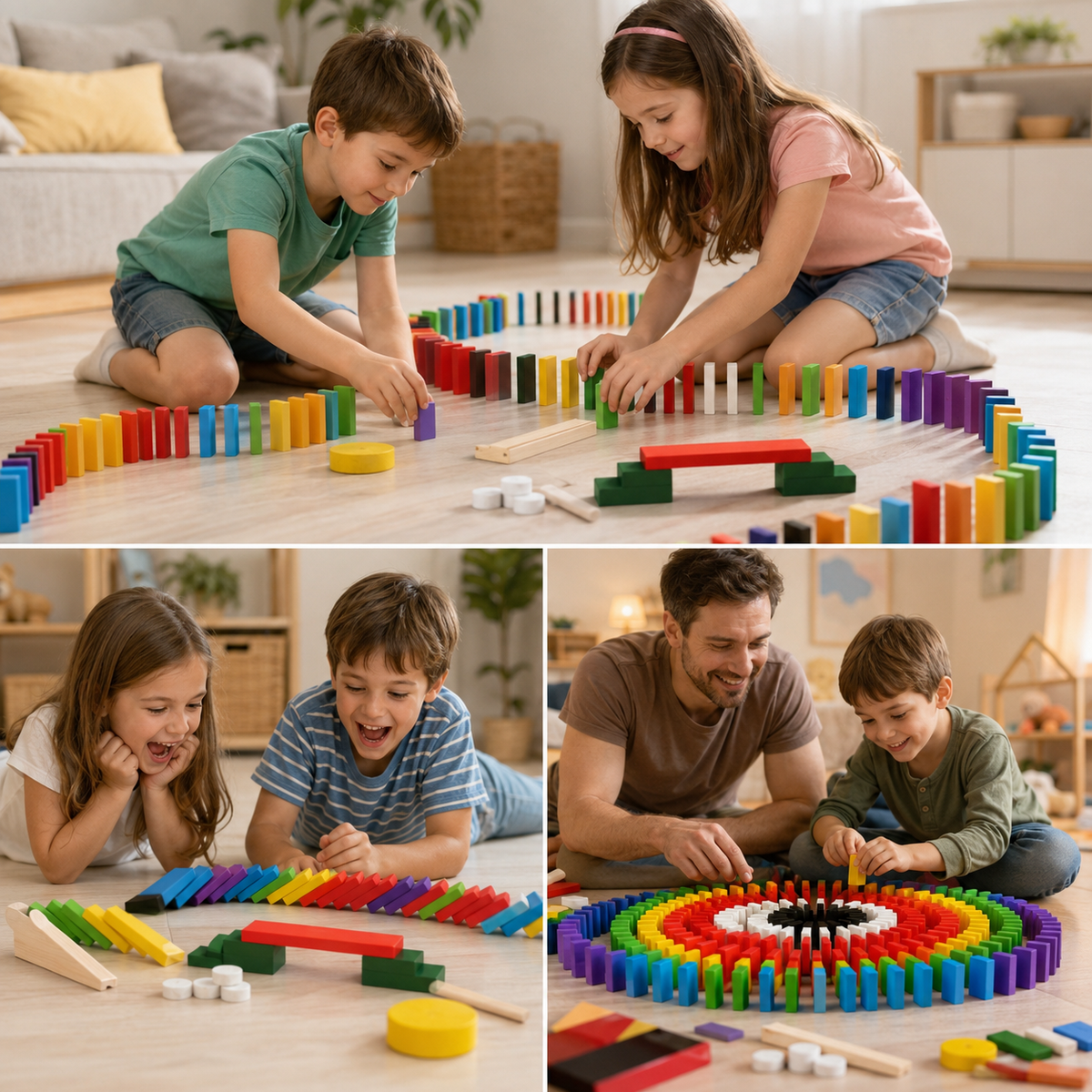 דומינו ראלי מעץ 200 חלקים – משחק בנייה והפלה בשרשרת - מודינו