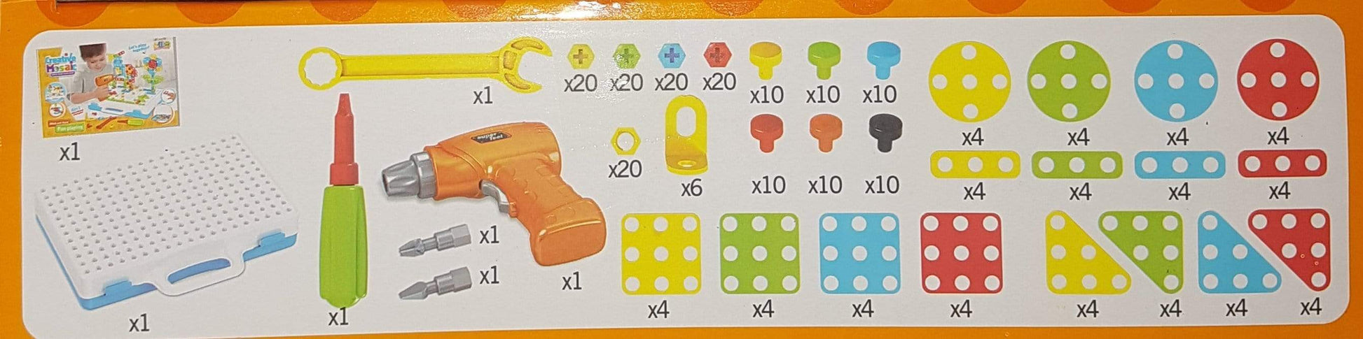משחק מברגה - פירוט החלקים בערכה