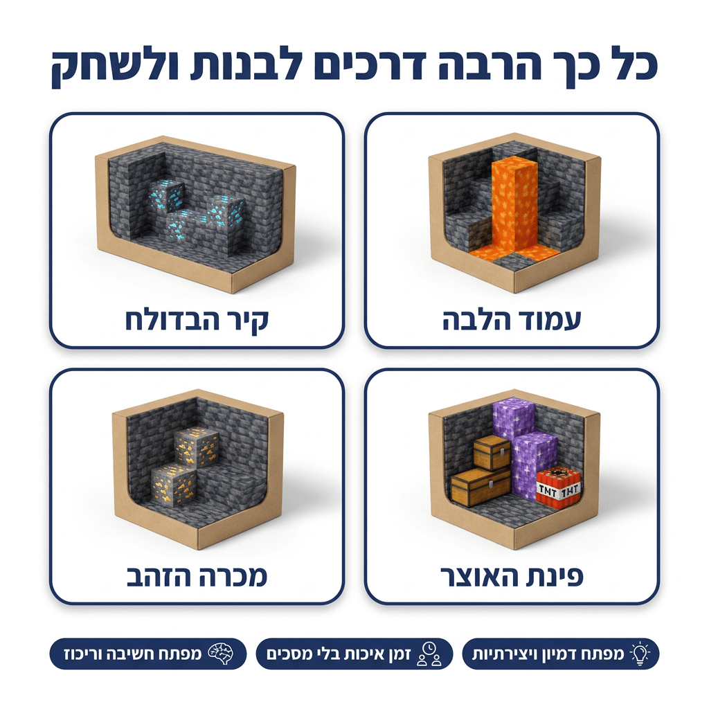מיינקראפט מגנטים – מערת החרב הכחולה – 320 חלקים - מודינו