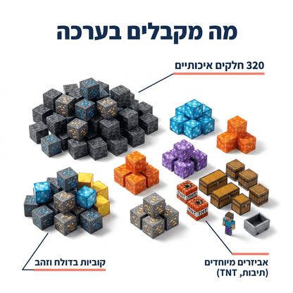מיינקראפט מגנטים – מערת החרב הכחולה – 320 חלקים - מודינו