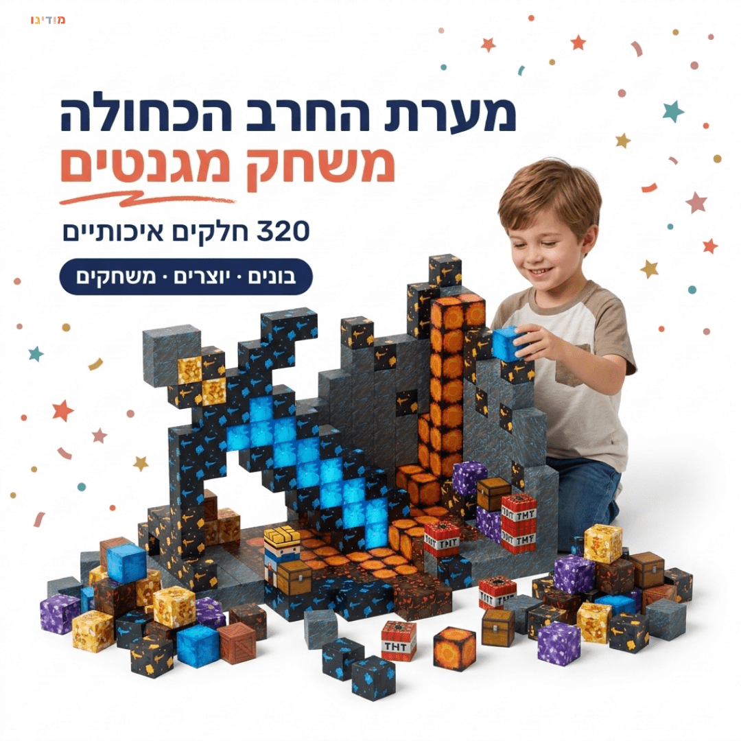 מיינקראפט מגנטים – מערת החרב הכחולה – 320 חלקים - מודינו