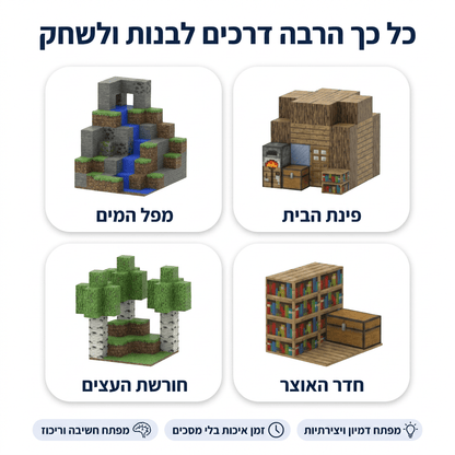 מיינקראפט מגנטים – בית ההר במפל – 355 חלקים - מודינו