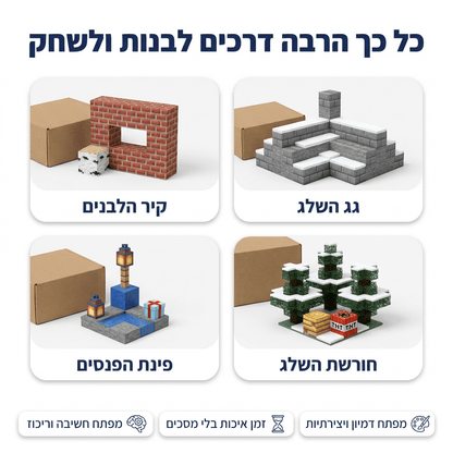 מיינקראפט מגנטים – סדנת הבנייה בשלג – 448 חלקים - מודינו