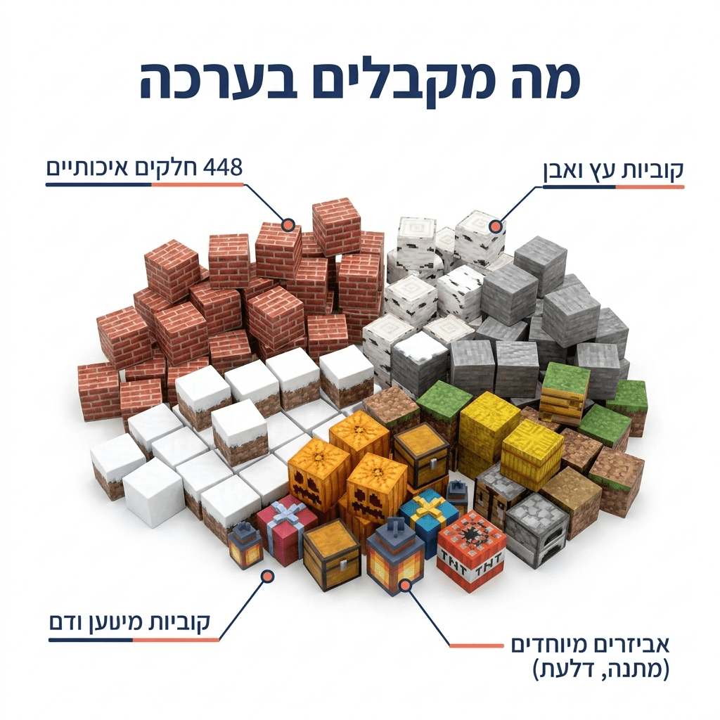 מיינקראפט מגנטים – סדנת הבנייה בשלג – 448 חלקים - מודינו