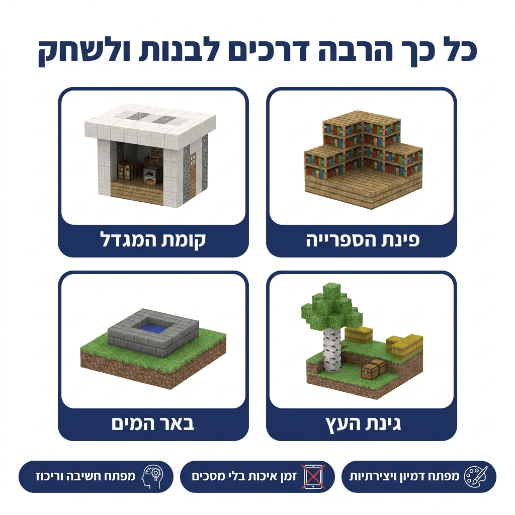 מיינקראפט מגנטים – וילת המגדל – 538 חלקים - מודינו