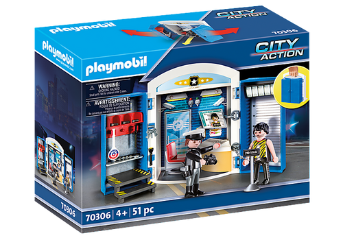 פליימוביל תחנת משטרה 70306 – מארז נשיאה עם תא מעצר | 51 חלקים - מודינו