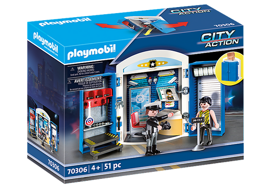 פליימוביל תחנת משטרה 70306 – מארז נשיאה עם תא מעצר | 51 חלקים - מודינו