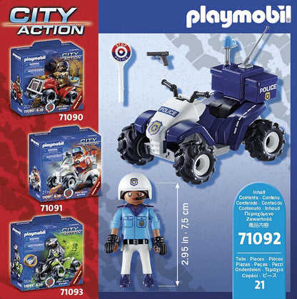 פליימוביל טרקטורון משטרה 71092 – נוסע במשיכה לאחור | 21 חלקים - מודינו