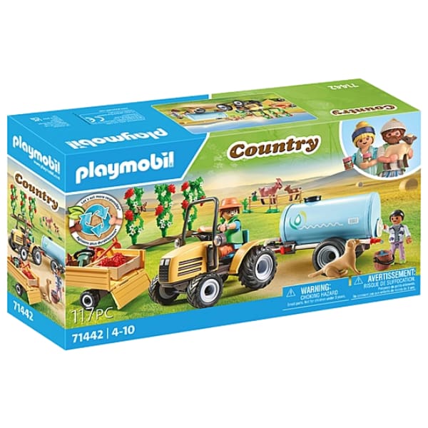 פליימוביל חווה – טרקטור עם נגרר ומיכל מים 71442 | 117 חלקים - מודינו