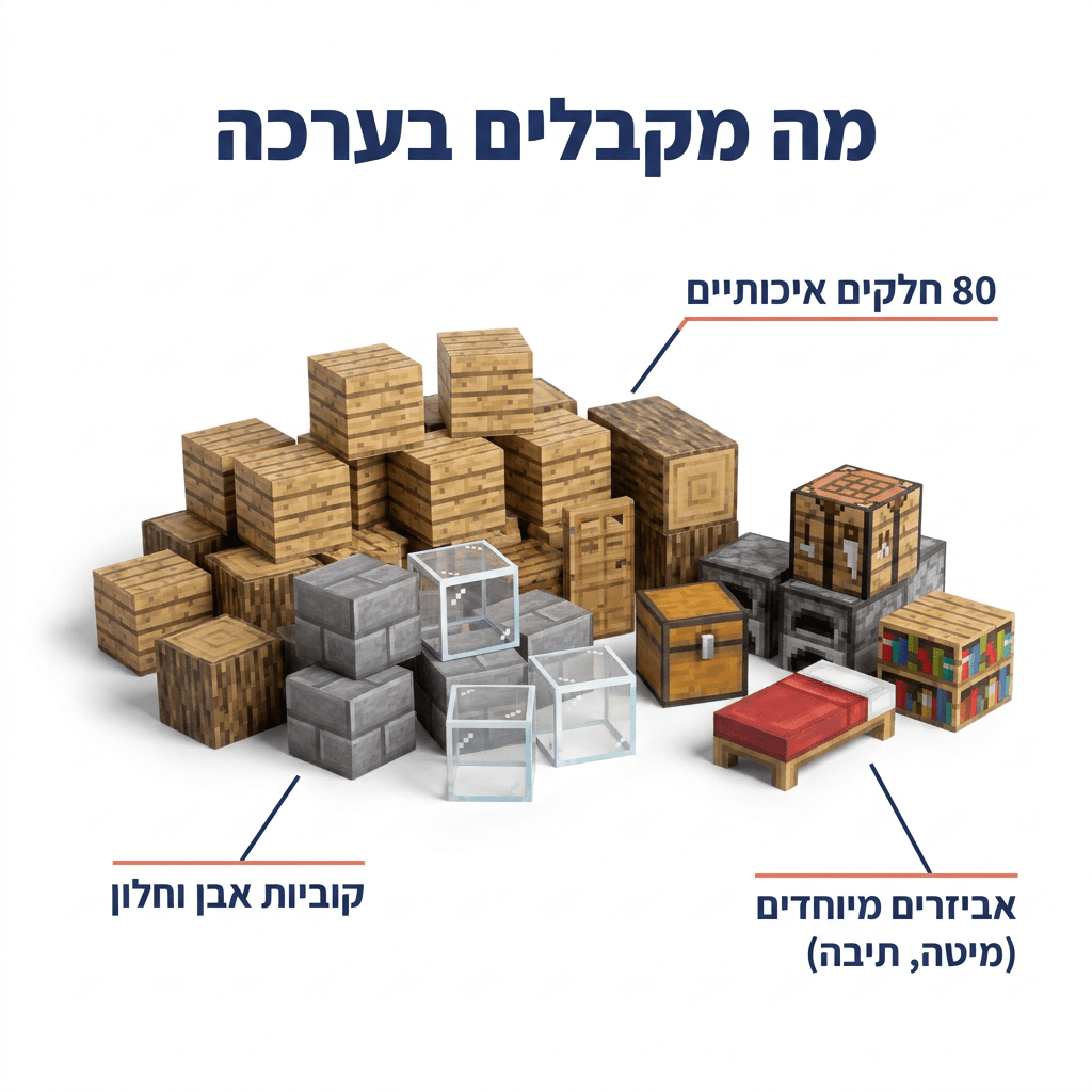 מיינקראפט מגנטים מיני בית- 80 חלקים - מודינו