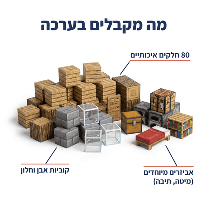 מיינקראפט מגנטים מיני בית- 80 חלקים - מודינו