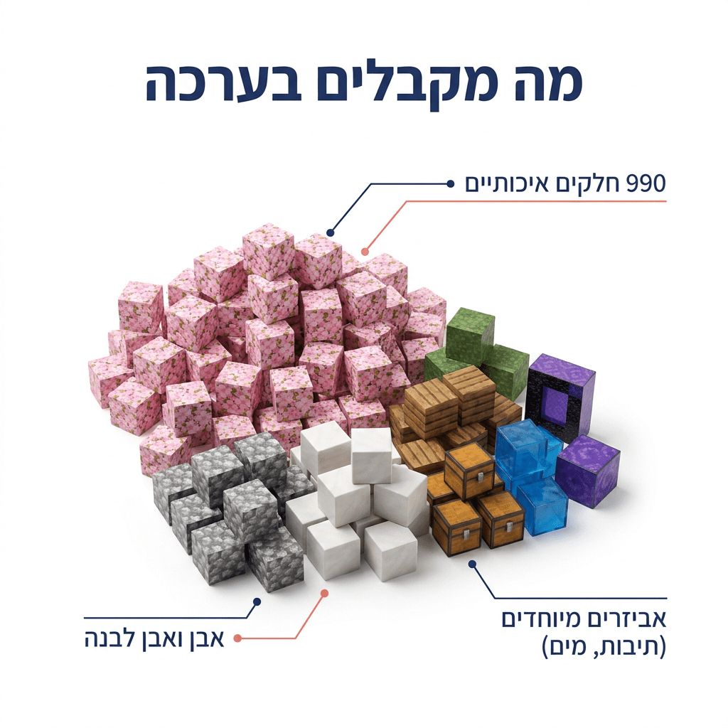 מיינקראפט מגנטים – גבעת הדובדבן – 990 חלקים - מודינו