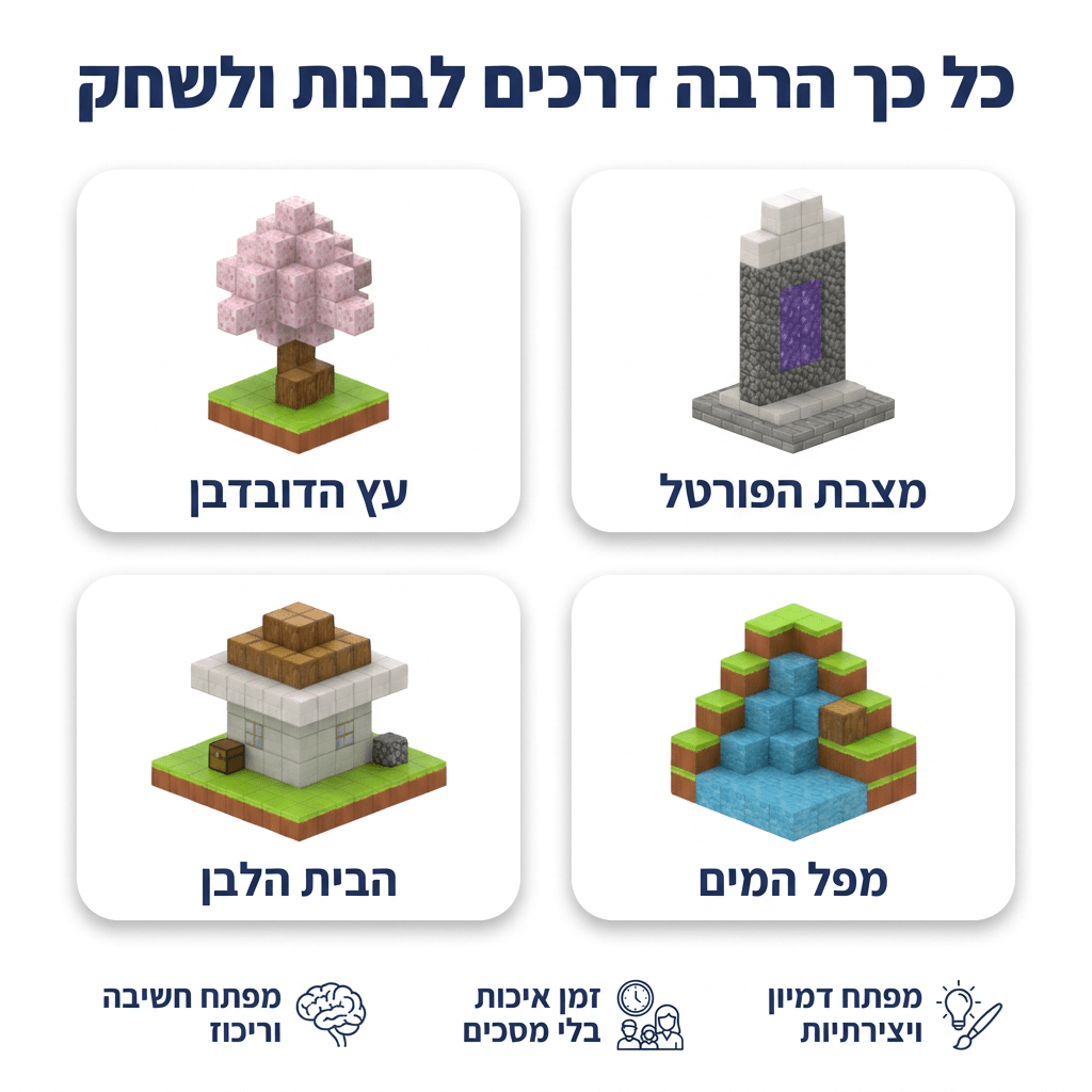 מיינקראפט מגנטים – גבעת הדובדבן – 990 חלקים - מודינו