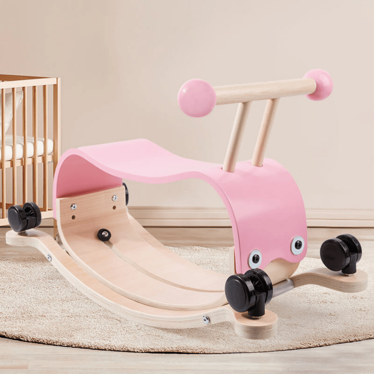 בימבה נדנדה מעץ 2 ב - 1 להיט צבע ורוד - מודינו