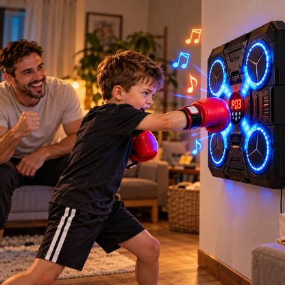 מכונת איגרוף מוזיקלית לילדים – Bluetooth ואורות LED + כפפות - מודינו