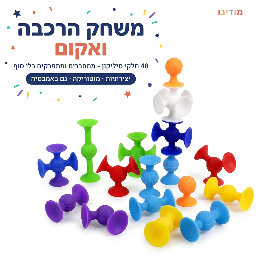 משחק הרכבה ואקום לילדים 48 חלקי סיליקון - מודינו