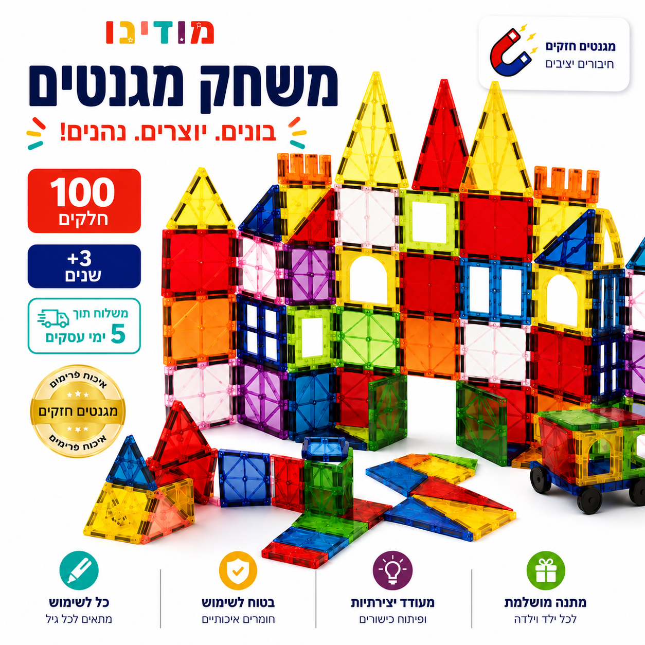 משחק הרכבת מגנטים - מודינו