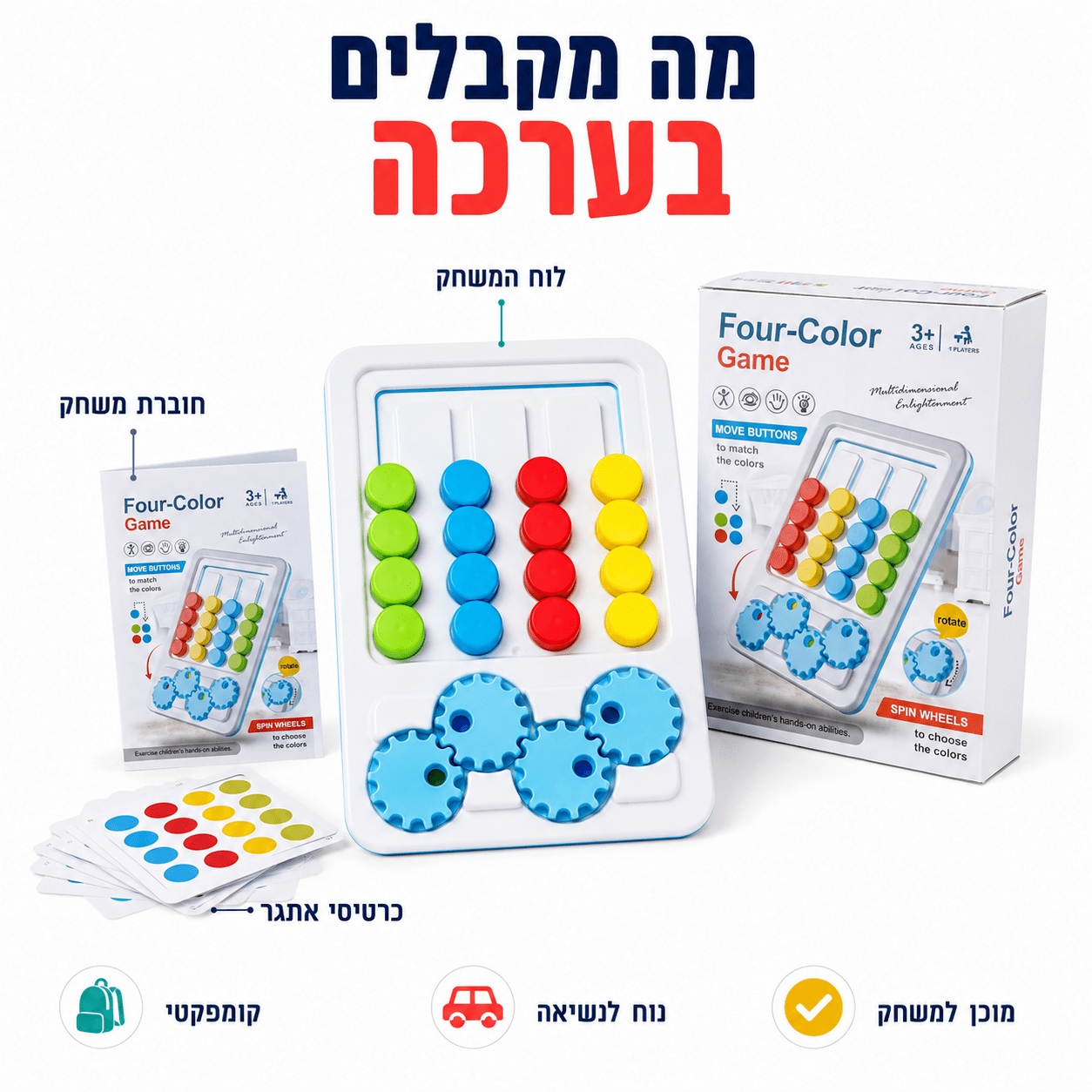 משחק חשיבה טורבו – סידור צבעים לפי כרטיס | לוגיקה ומהירות - מודינו
