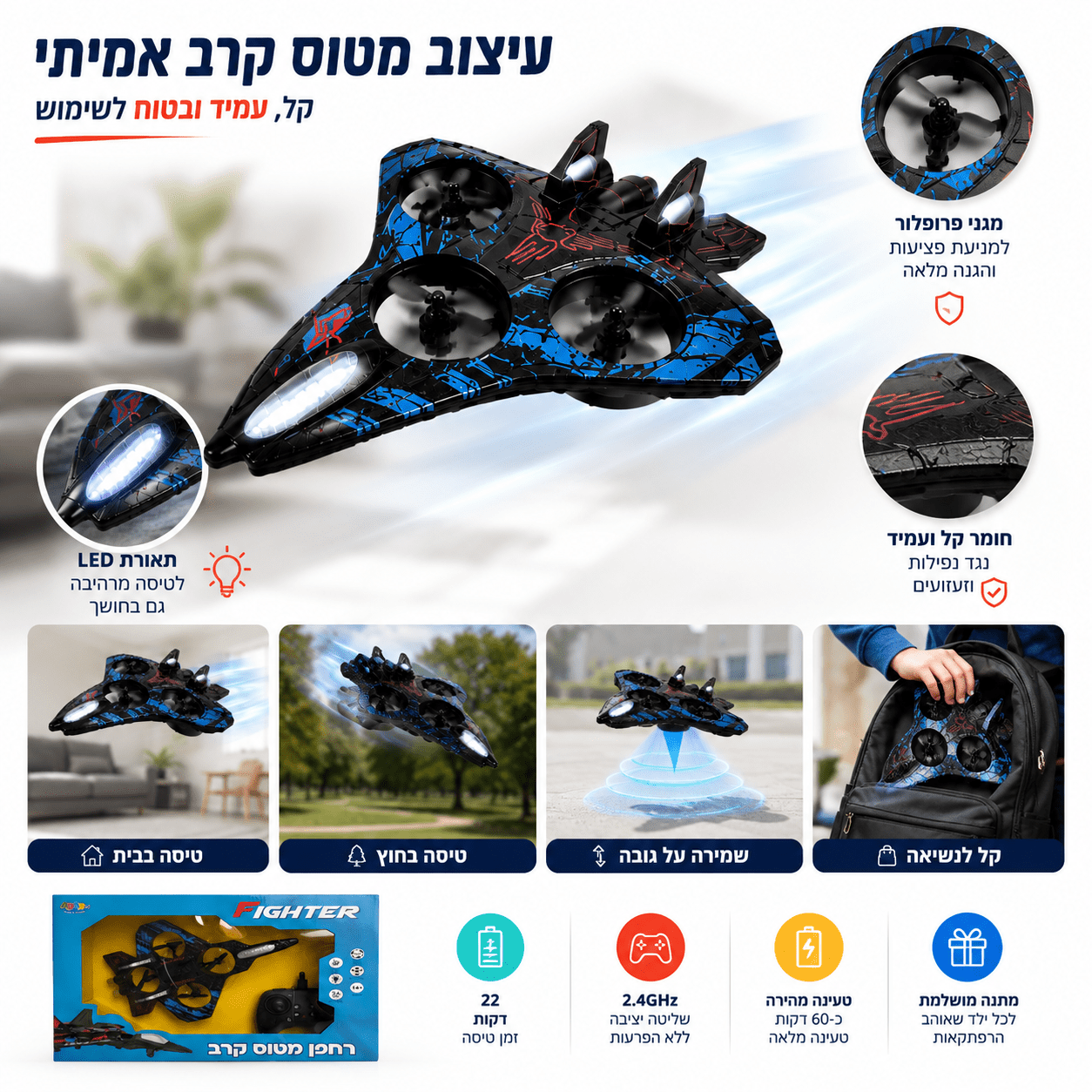 רחפן פעלולים מטוס קרב - מודינו